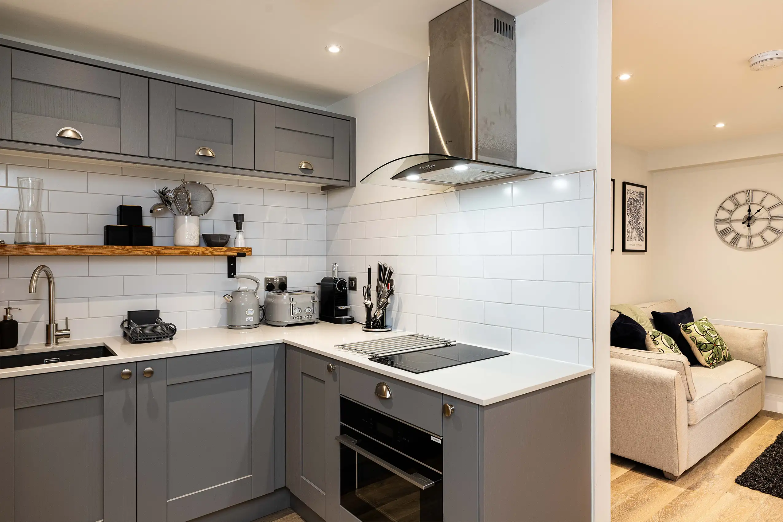 Kitchen inside the Derwent self-catering apartment