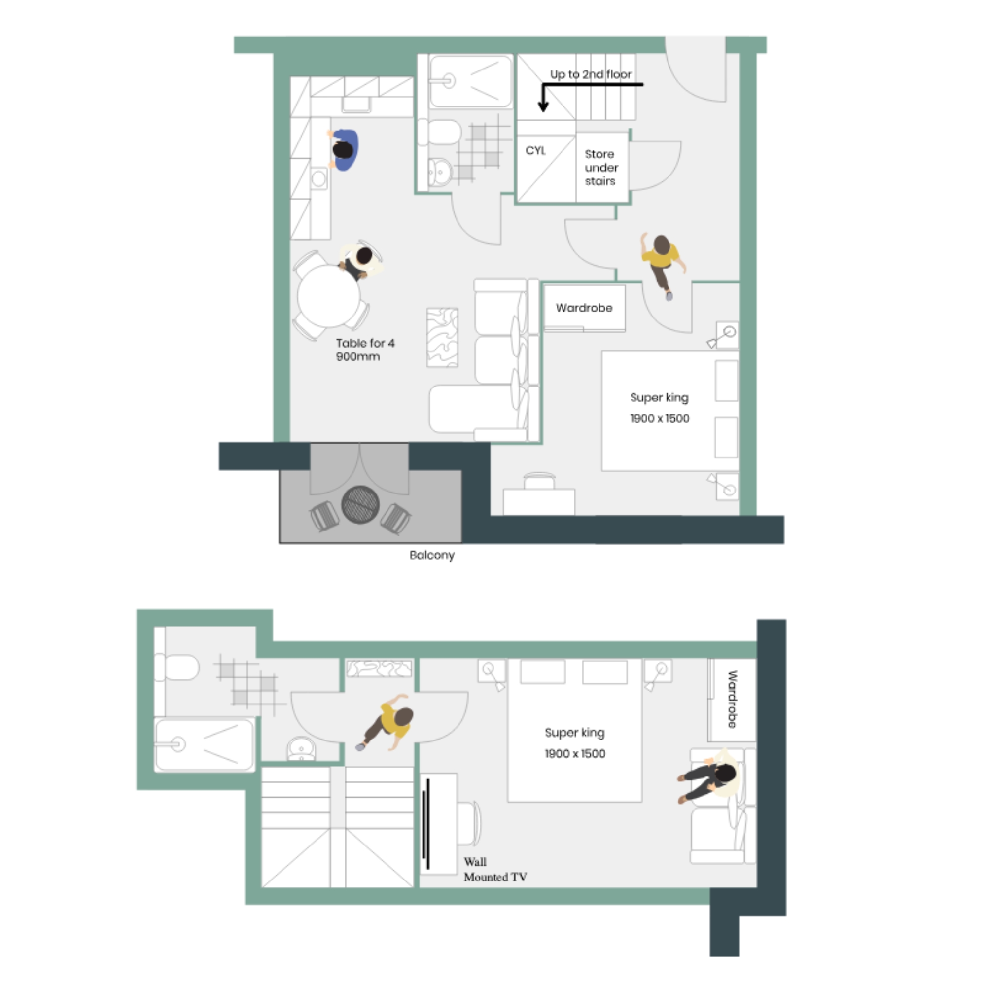 Spacious lounge and dining area inside the Middleton apartment Middleton Apartment The Cupola